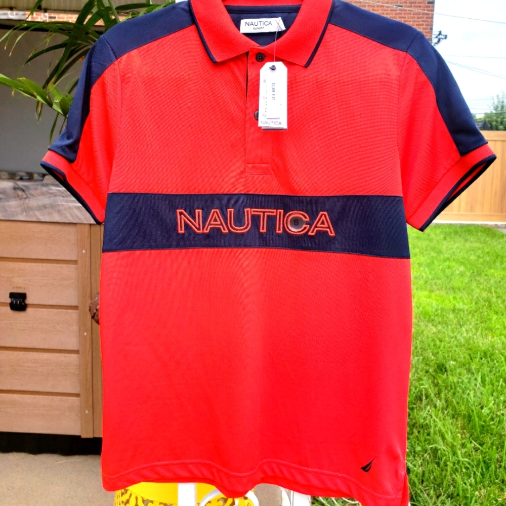 NWT Red and Navy Nautica polo shirt